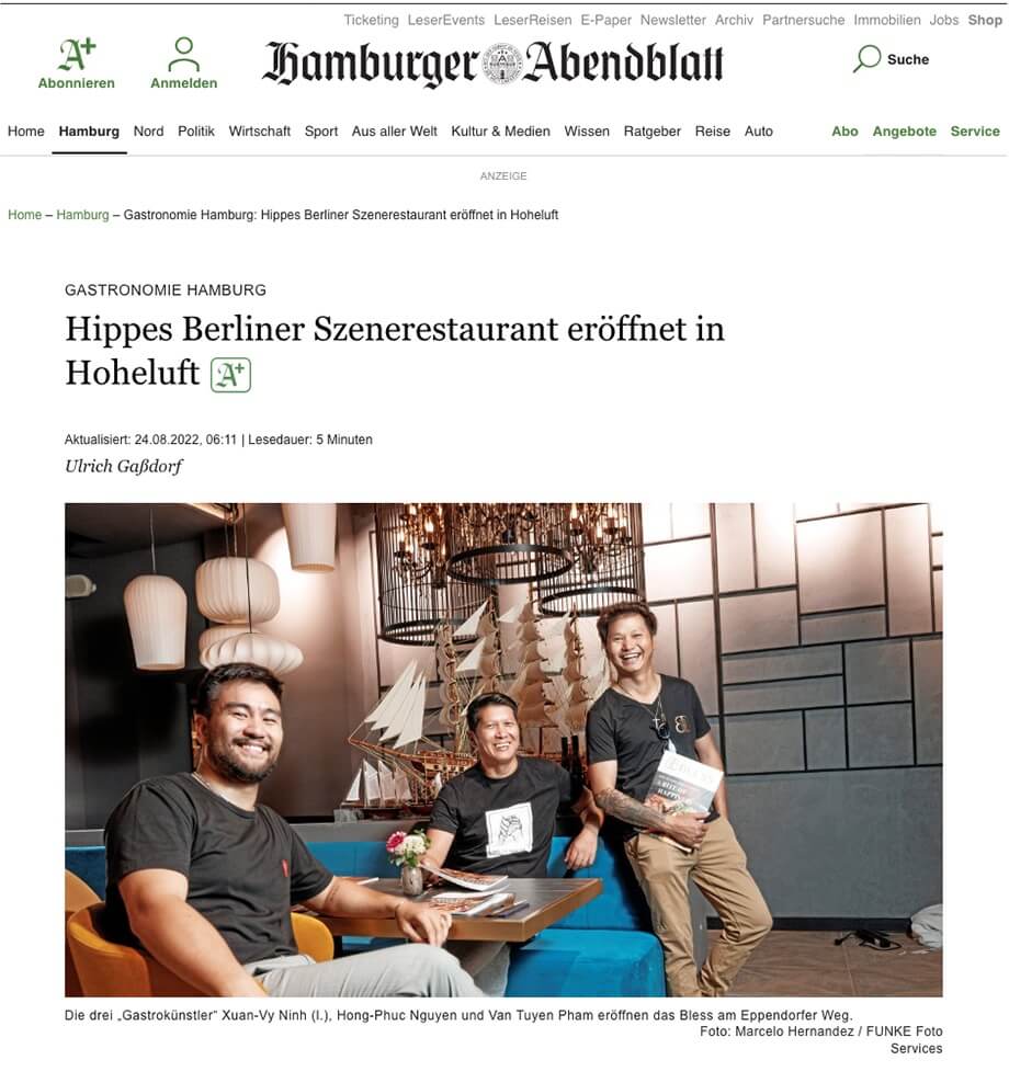 BLESS Restaurant Hamburg - Hamburger Abendblatt